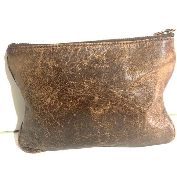 Marc by Marc Jacobs Brown distressed Leather pouch clutch make up bag - Picture 2 of 8